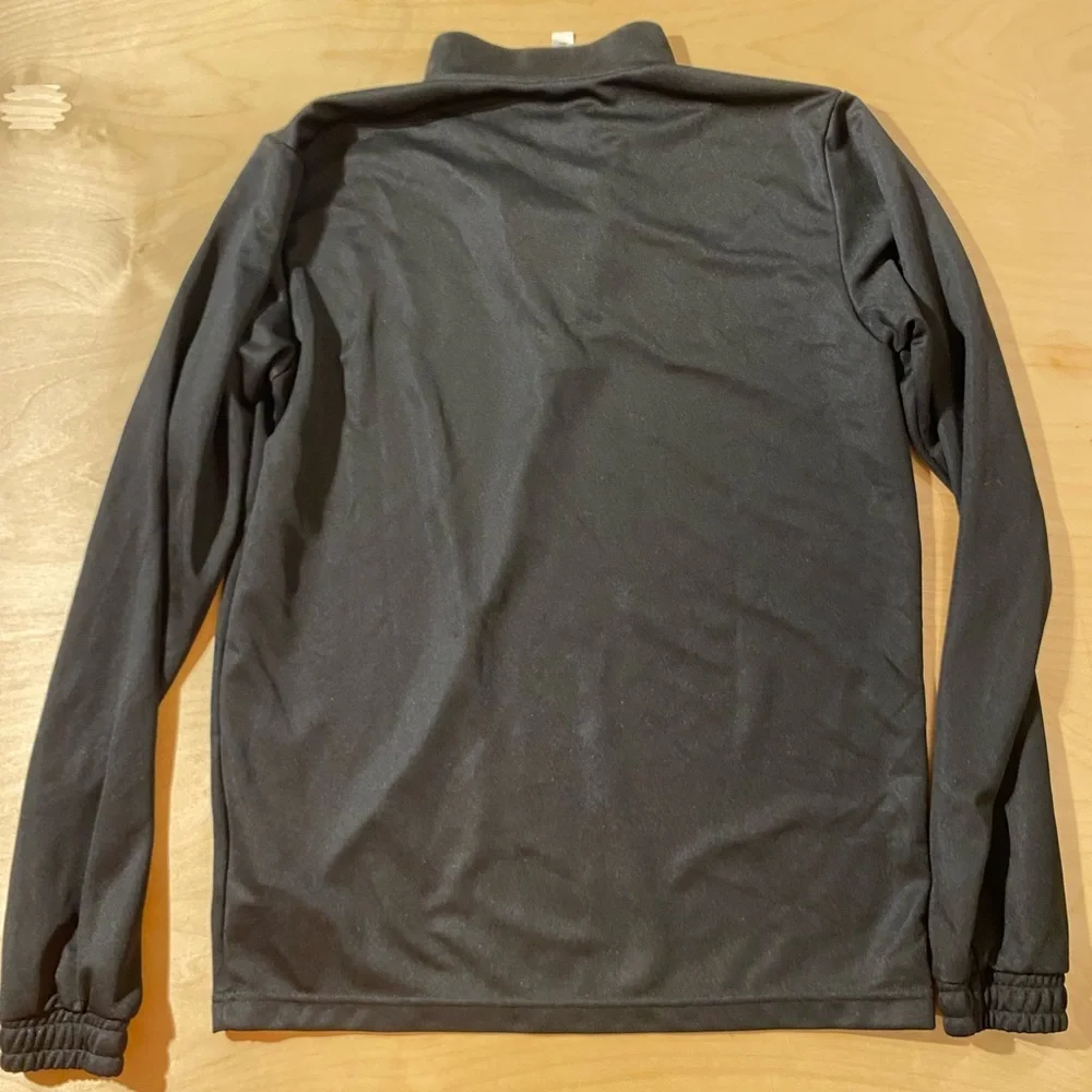 Adidas Black Quarter Zip Long-Sleeve Top with Logo Medium (OO)